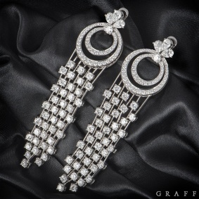 Graff White Gold Diamond Waterfall Drop Earrings